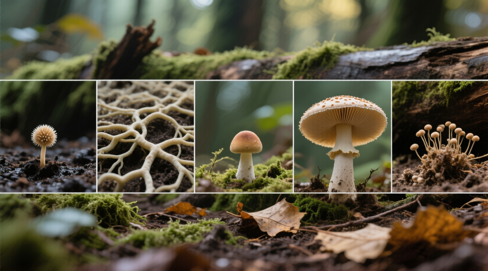 Mushroom life cycle: from spore to fruiting